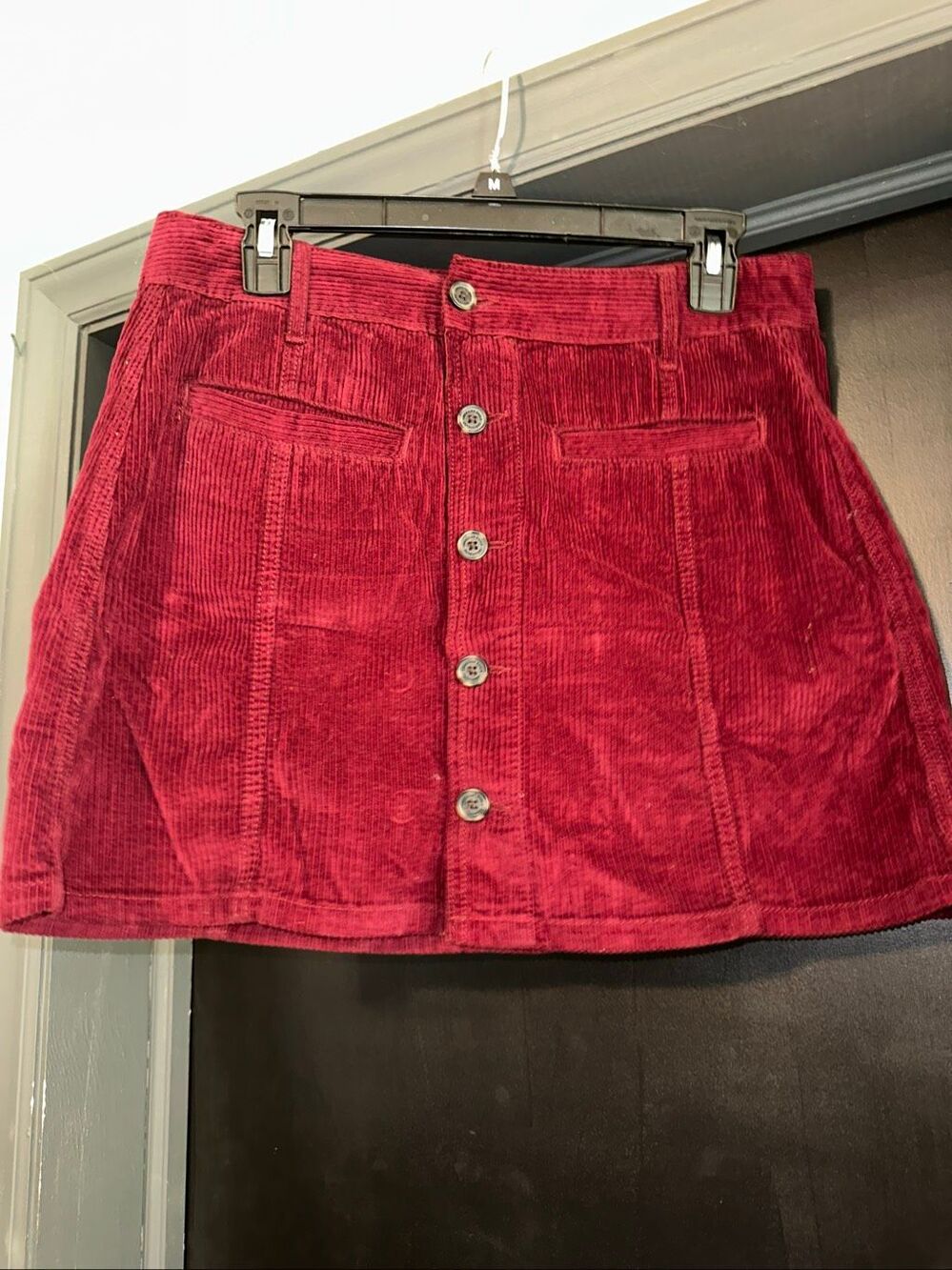 American Eagle Burgundy Corduroy Skirt High Rise A Line Skirt Size 8